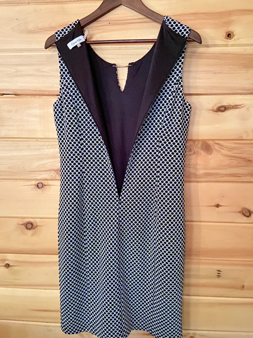 Calvin Klein Black & White Geometric Honeycomb Sheath Women’s Dress Size 8 EUC - Picture 9 of 17